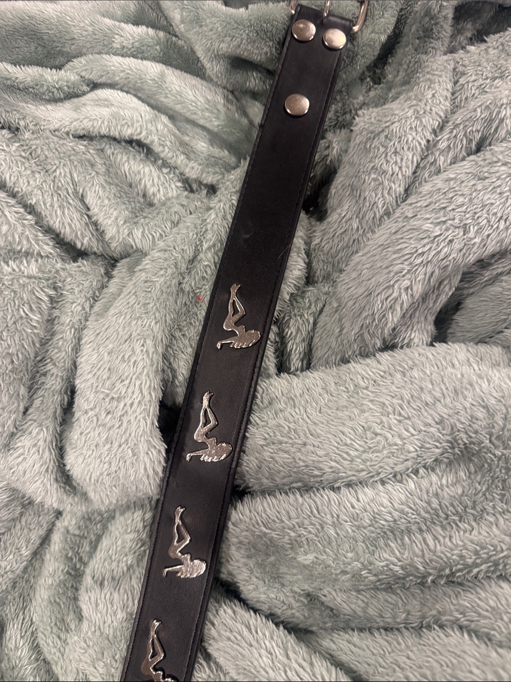 Y2K Mudflap Girl Belt Size M Black Silver Metal Biker Trucker Rockabilly